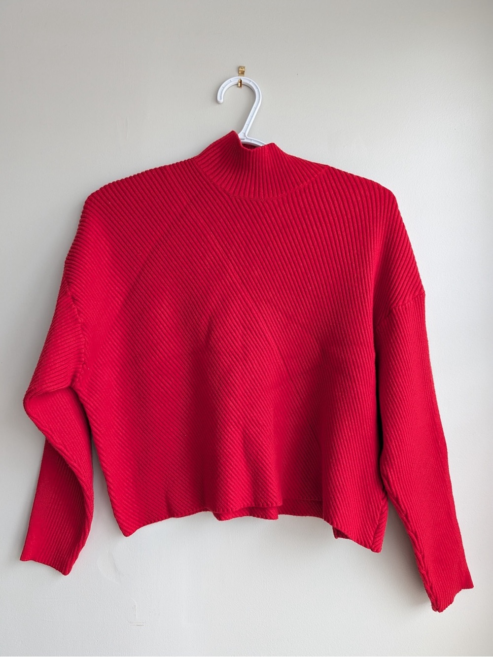 Maeve Anthropologie Red Ribbed Knit Mock Neck Sweater Oversized XXS